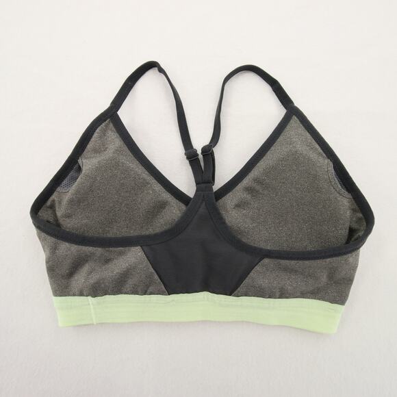 Nike Sports Bra Gray Green Black Dri-FIT V-Neck Racerback Strappy Mesh Size M - Picture 11 of 11